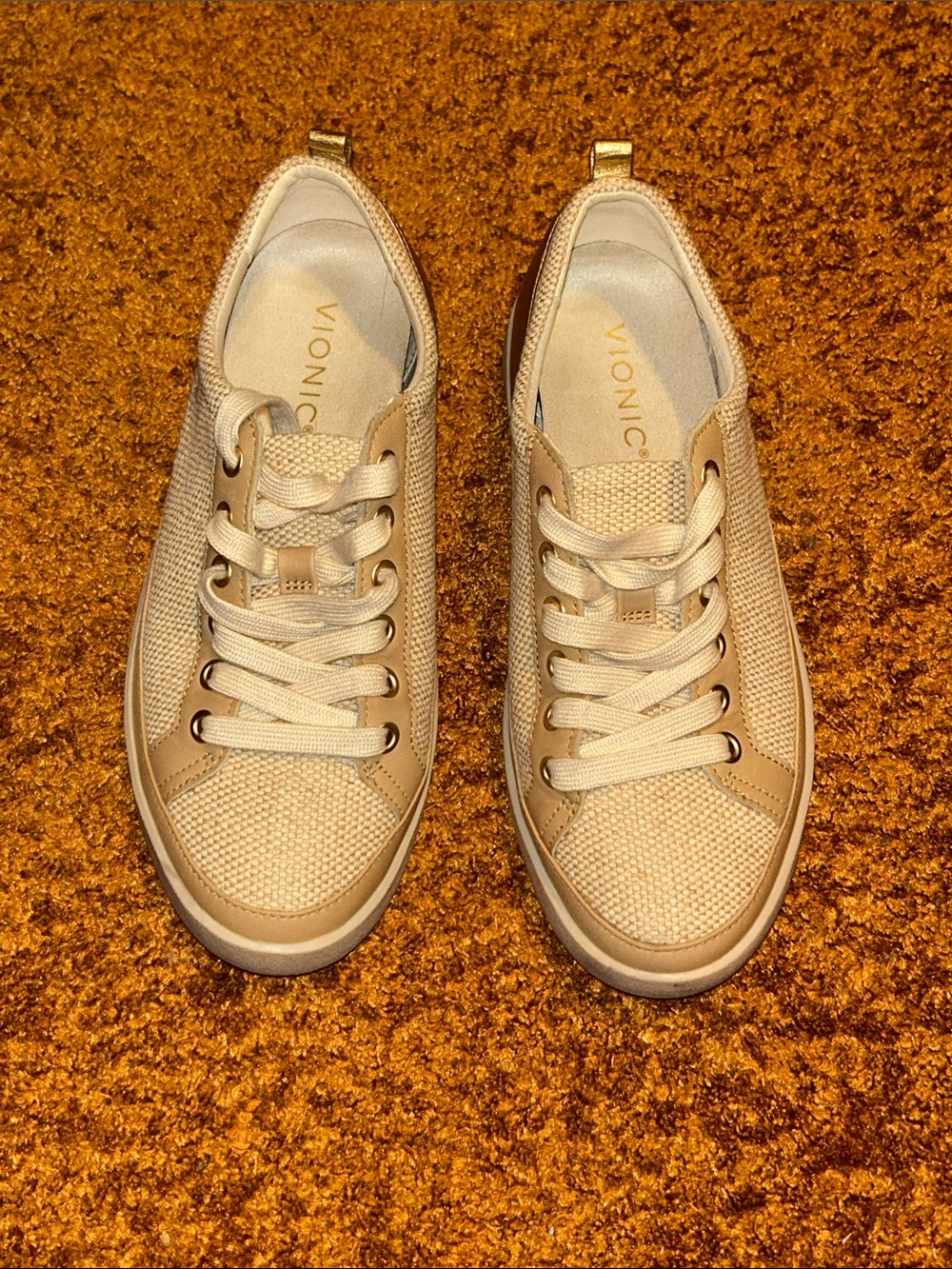 Vionic Women's Knit-Lace Sneakers in Tan